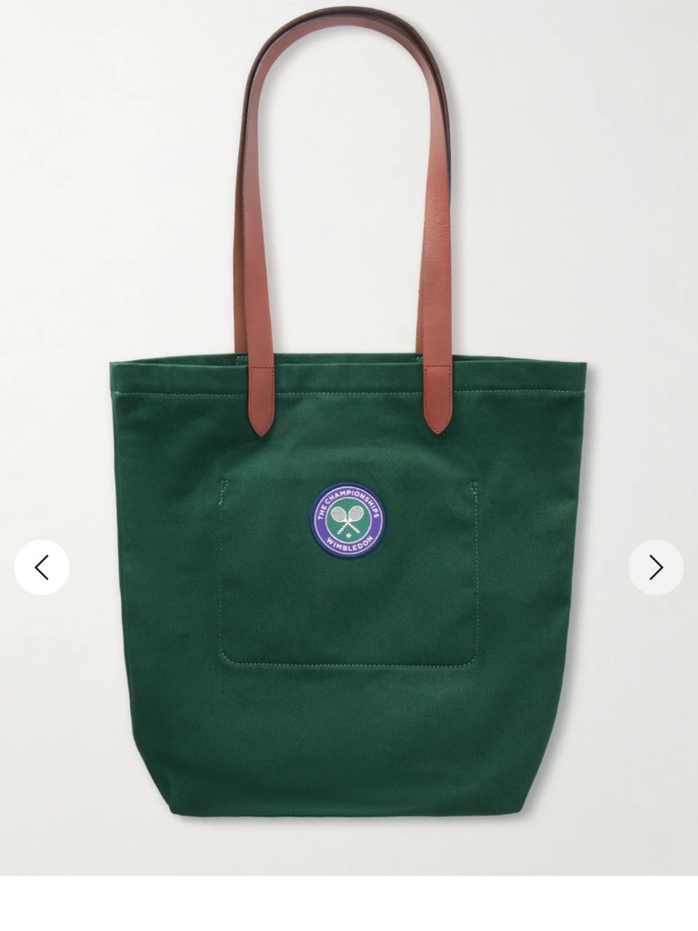 Polo ralph lauren Wimbledon Embroidered Leather-Trim Medium Cotton Tote Bag - Picture 2 of 5
